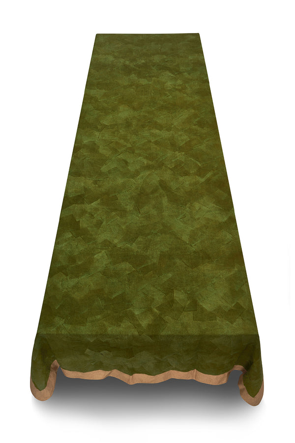 Summerill & Bishop 'Gold Edge' Linen Tablecloth In Avocado Green