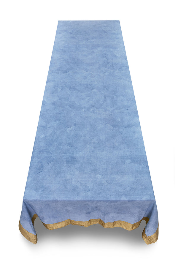 Summerill & Bishop 'Gold Edge' Linen Tablecloth In Pale Blue