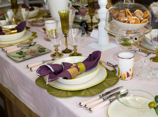 Summerill & Bishop 'Gold Edge' Linen Tablecloth In Pale Pink