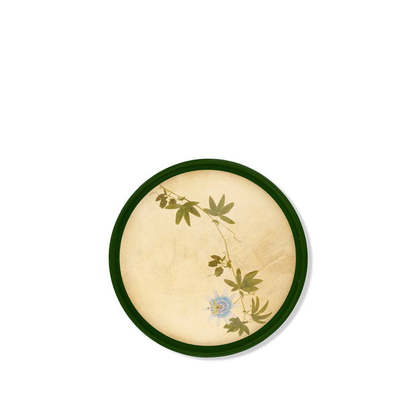 summerill & bishop Gold Leaf 'Passiflora' Round Lacquered Tray 35cm