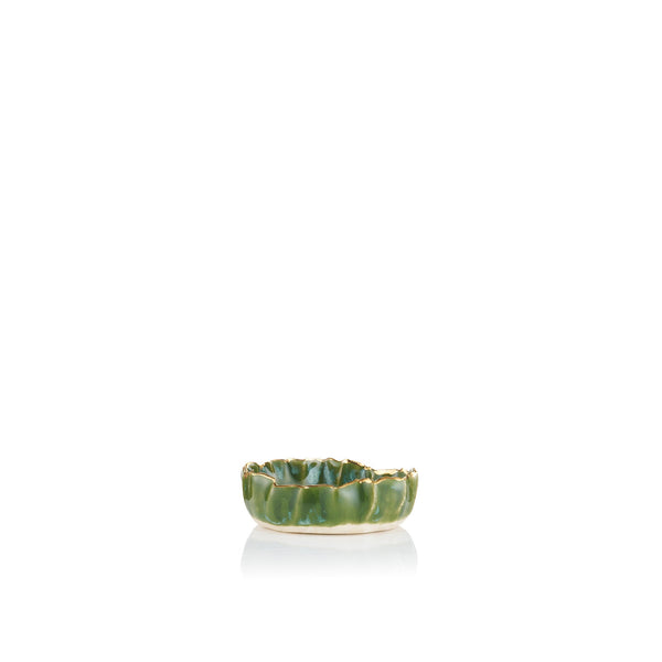 Summerill & Bishop Gold Rim Green Pinch Incense Holder