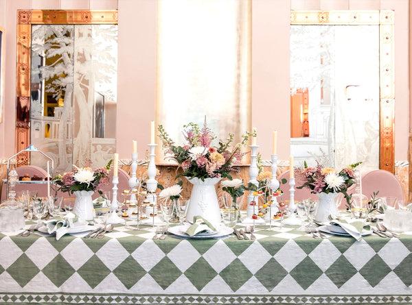 Summerill & Bishop 'Green Check' Summerill & Bishop X Claridge's Linen Napkin 50x50cm