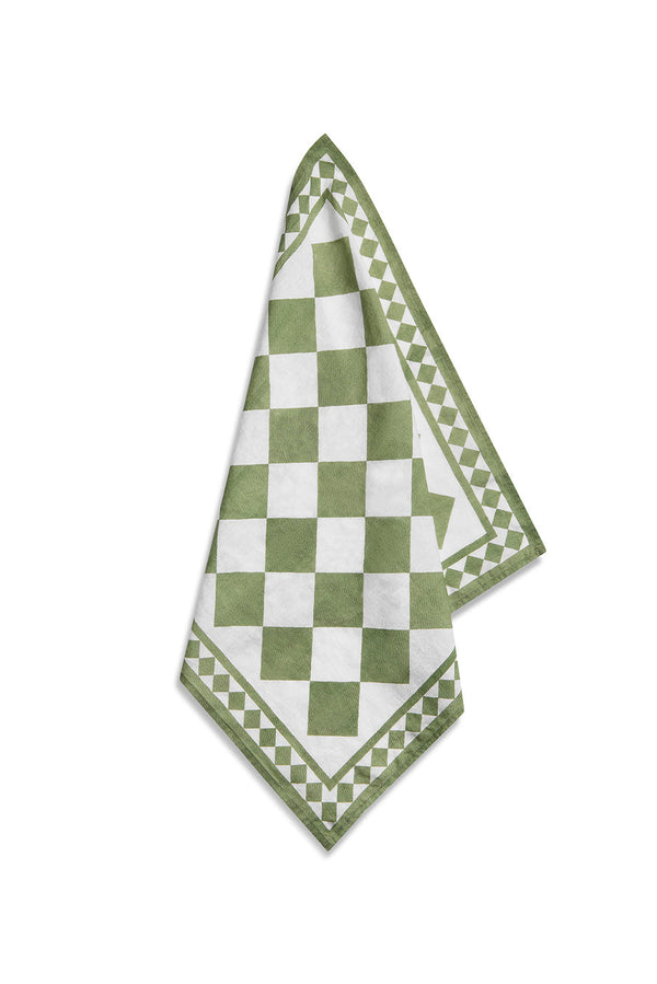 summerill & bishop 'Green Check' Summerill & Bishop x Claridge's Linen Napkin 50x50cm