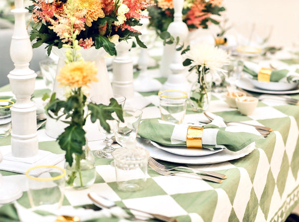 Summerill & Bishop 'Green Check' Summerill & Bishop X Claridge's Linen Tablecloth