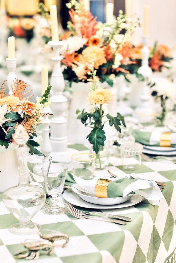 Summerill & Bishop 'Green Check' Summerill & Bishop X Claridge's Linen Tablecloth