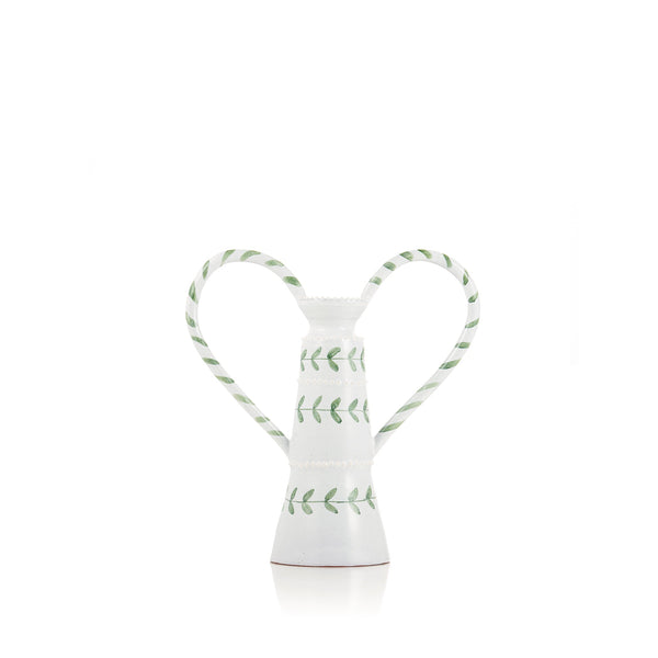 summerill & bishop Green Laurel Stripe Handles Candle Holder 20cm