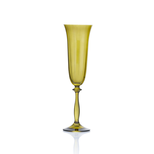 summerill & bishop Hand Coloured Green Glass Champagne Flute