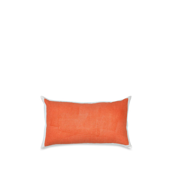summerill & bishop Hand Painted Linen Cushion in Coral 50cm x 30cm