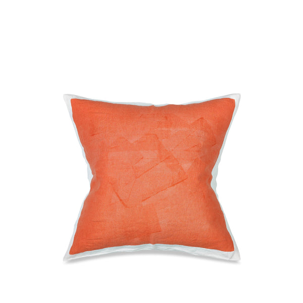 summerill & bishop Hand Painted Linen Cushion in Coral 60cm x 60cm