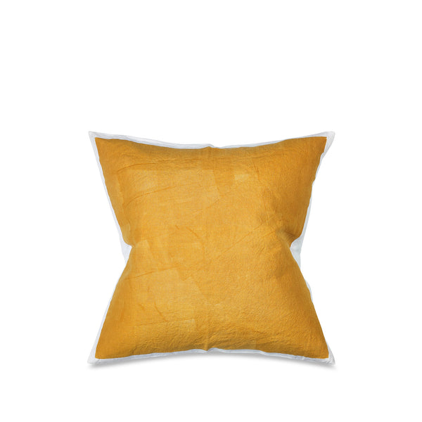 summerill & bishop Hand Painted Linen Cushion in Mustard Yellow 60cm x 60cm