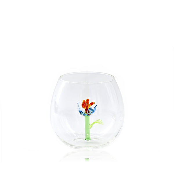 summerill & bishop Handblown Blue Dianthus Flower Glass