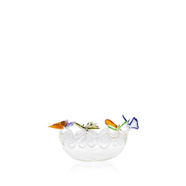 summerill & bishop Handblown Butterflies Clear Fruit Platter 29cm