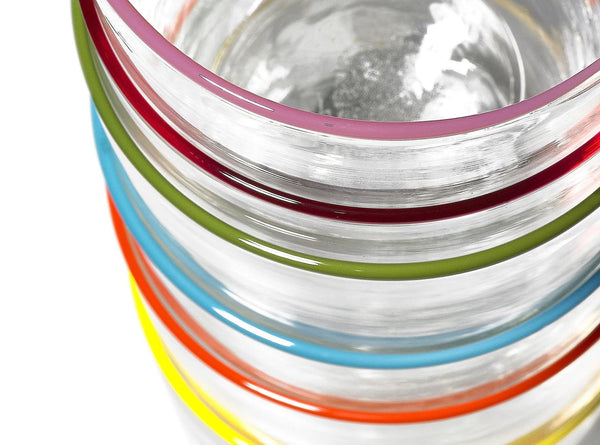 Summerill & Bishop Handblown Clear Bumba Glass Tumbler With Apple Green Rim 30cl