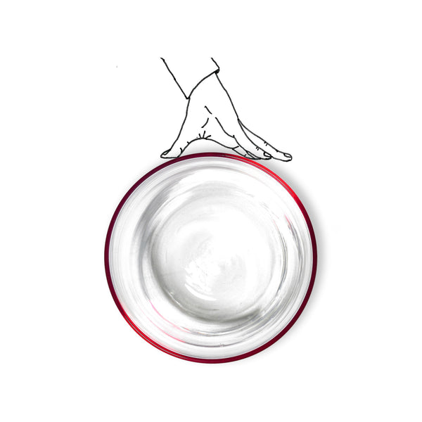 Summerill & Bishop Handblown Clear Bumba Glass Tumbler With Claret Red Rim 30cl