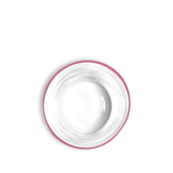 Summerill & Bishop Handblown Clear Bumba Glass Tumbler With Rose Pink Rim 30cl