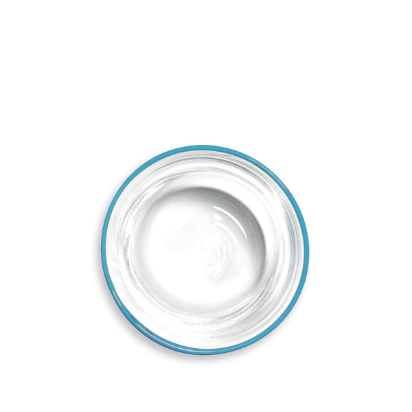 Summerill & Bishop Handblown Clear Bumba Glass Tumbler With Sky Blue Rim 30cl