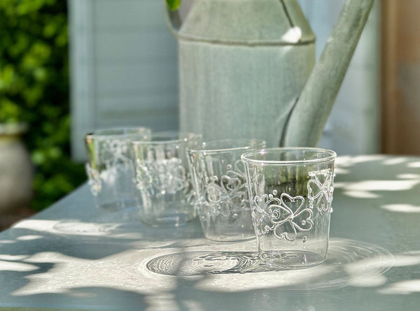 Summerill & Bishop Handblown Clover Pattern Clear Water Glass 9.5cm