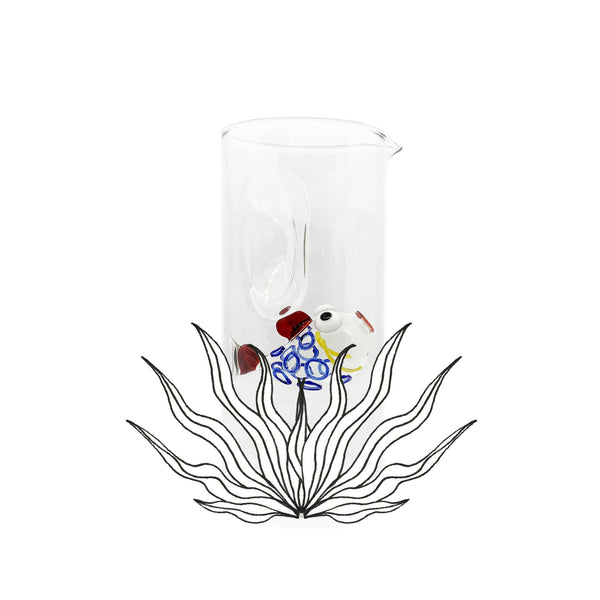 Summerill & Bishop Handblown Glass Blue And Yellow Fish Carafe 24.5cm