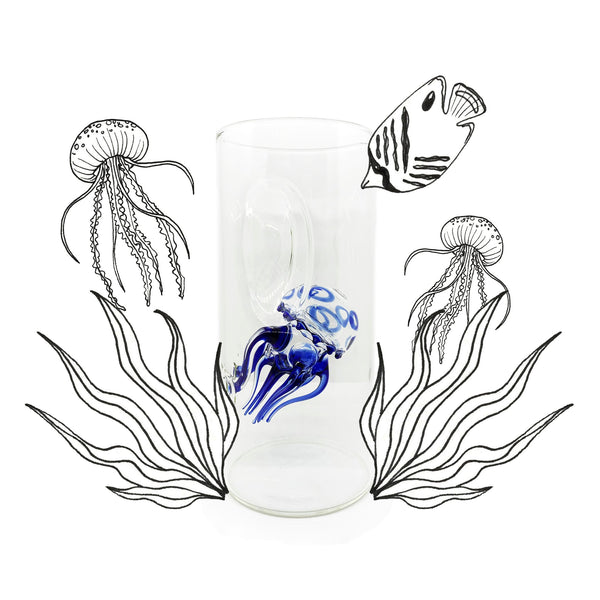 Summerill & Bishop Handblown Glass Blue Jellyfish Carafe 24.5cm