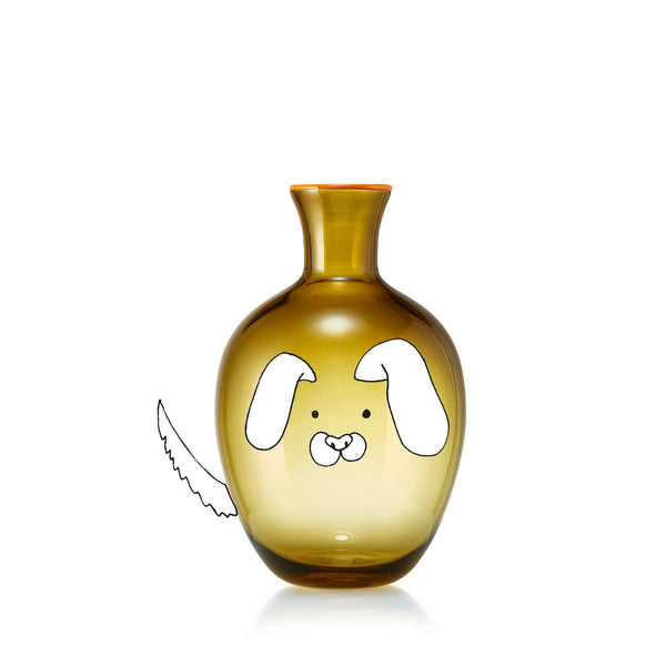 Summerill & Bishop Handblown Glass Bumba Bedside Carafe And Tumbler Set In Moss Green With Orange Rim