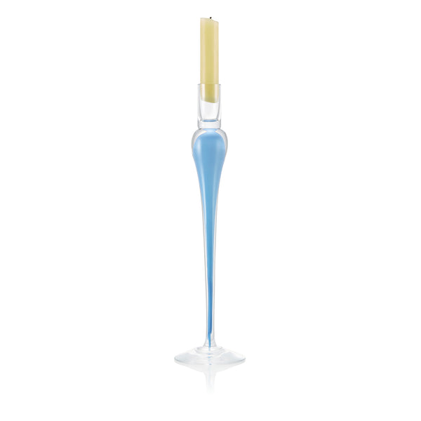 Summerill & Bishop Handblown Glass Bumba Candlestick In Powder Blue 35cm