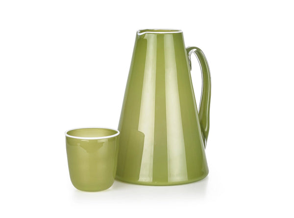 Summerill & Bishop Handblown Glass Bumba Jug In Apple Green 3lt