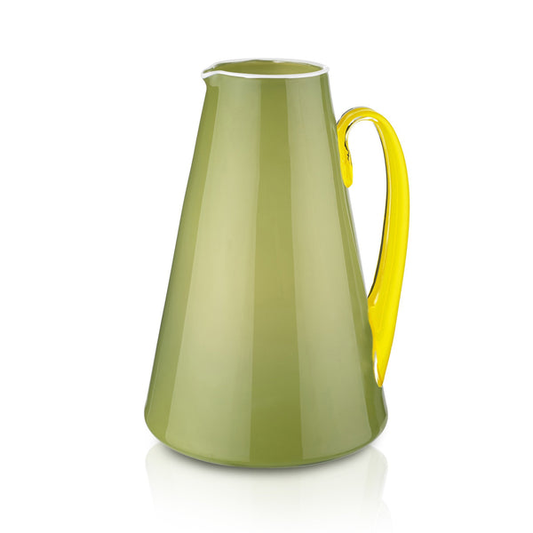 summerill & bishop Handblown Glass Bumba Jug in Apple Green and Lemon Yellow 3lt