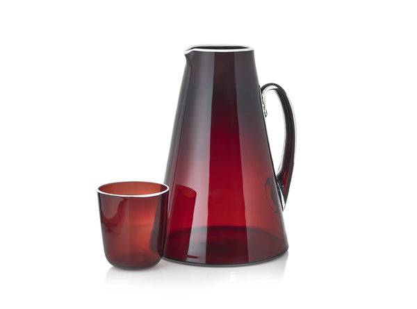 Summerill & Bishop Handblown Glass Bumba Jug In Claret Red 3lt