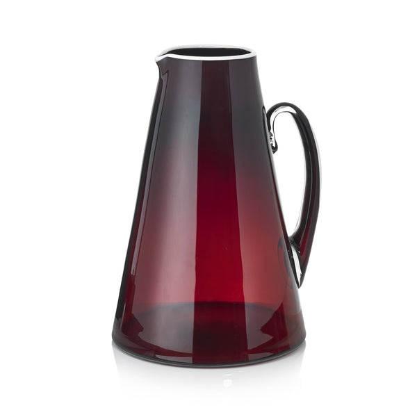summerill & bishop Handblown Glass Bumba Jug in Claret Red 3lt