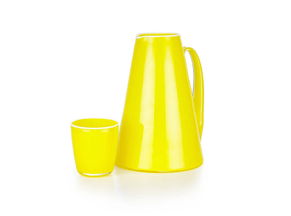 Summerill & Bishop Handblown Glass Bumba Jug In Lemon Yellow 3lt