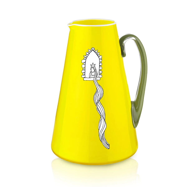 Summerill & Bishop Handblown Glass Bumba Jug In Lemon Yellow And Apple Green 3lt