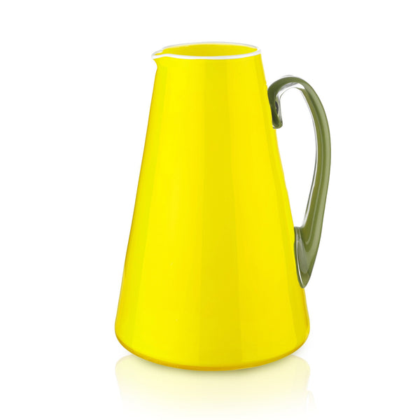 summerill & bishop Handblown Glass Bumba Jug in Lemon Yellow and Apple Green 3lt