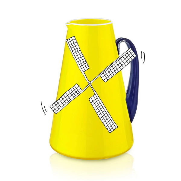 Summerill & Bishop Handblown Glass Bumba Jug In Lemon Yellow And Midnight Blue 3lt