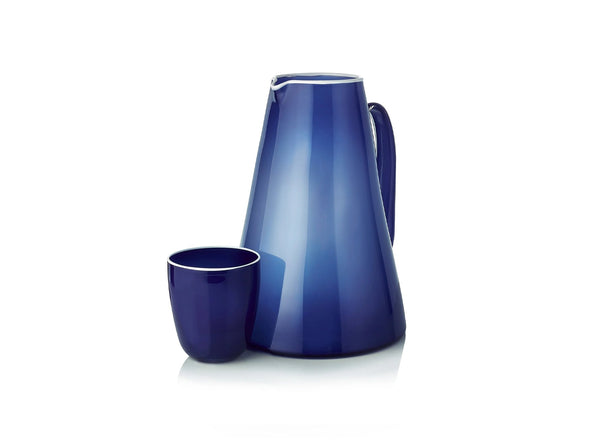 Summerill & Bishop Handblown Glass Bumba Jug In Midnight Blue 3lt
