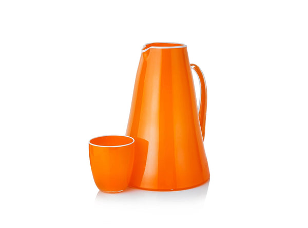 Summerill & Bishop Handblown Glass Bumba Jug In Orange 3lt