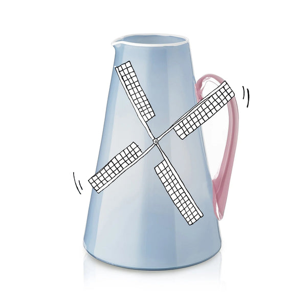 Summerill & Bishop Handblown Glass Bumba Jug In Powder Blue And Rose Pink 3lt