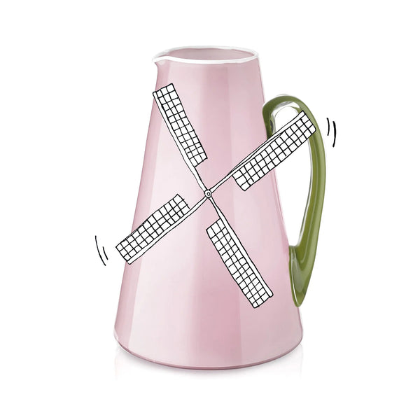 Summerill & Bishop Handblown Glass Bumba Jug In Rose Pink And Apple Green 3lt