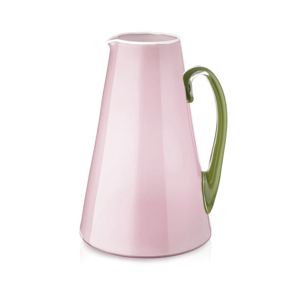 summerill & bishop Handblown Glass Bumba Jug in Rose Pink and Apple Green 3lt