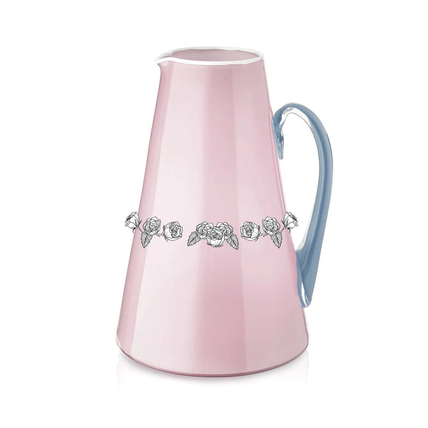 Summerill & Bishop Handblown Glass Bumba Jug In Rose Pink And Powder Blue 3lt