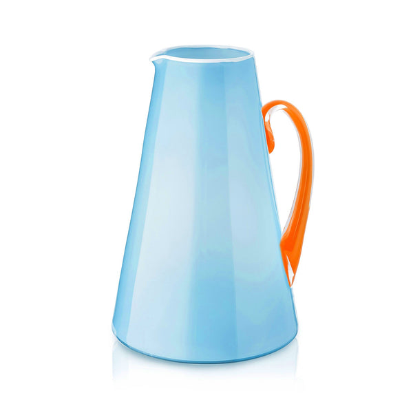 summerill & bishop Handblown Glass Bumba Jug in Sky Blue and Orange 3lt
