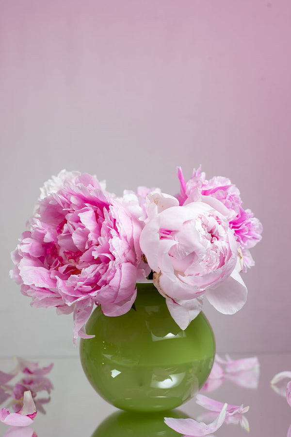 Summerill & Bishop Handblown Glass 'Bumba' Round Vase In Apple Green 14cm