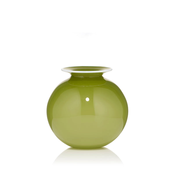 summerill & bishop Handblown Glass 'Bumba' Round Vase in Apple Green 14cm