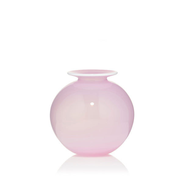 summerill & bishop Handblown Glass 'Bumba' Round Vase in Rose Pink 14cm