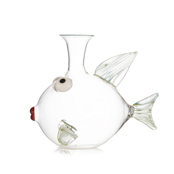 summerill & bishop Handblown Glass Carp Fish Decanter 25cm