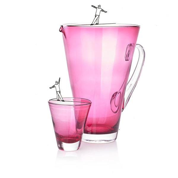 Summerill & Bishop Handblown Glass 'Clair' Jug In Fuchsia Pink 23cm