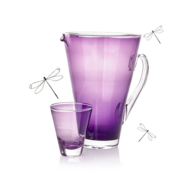 Summerill & Bishop Handblown Glass 'Clair' Jug In Grape Purple 23cm