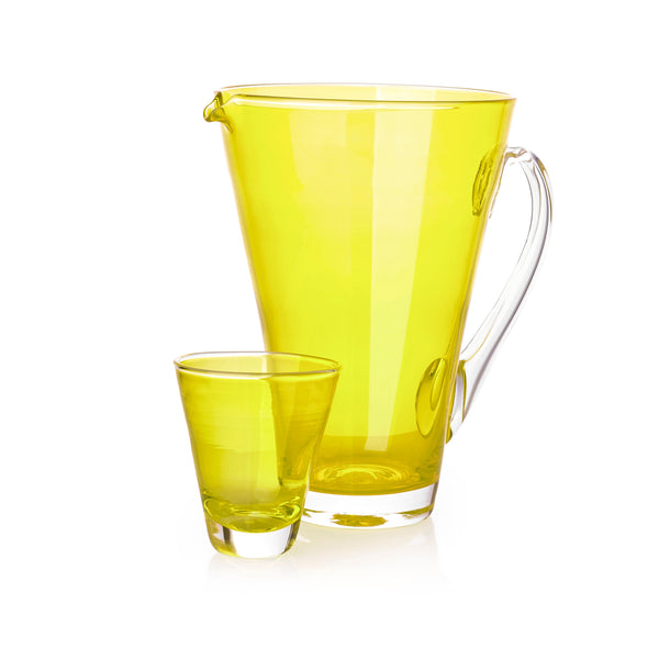 Summerill & Bishop Handblown Glass 'Clair' Jug In Lemon Yellow 23cm