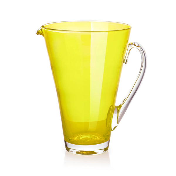 summerill & bishop Handblown Glass 'Clair' Jug in Lemon Yellow 23cm