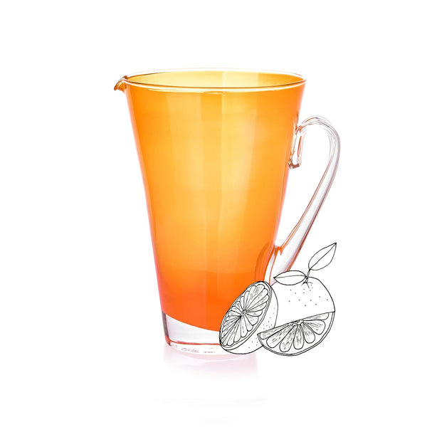 Summerill & Bishop Handblown Glass 'Clair' Jug In Orange 23cm