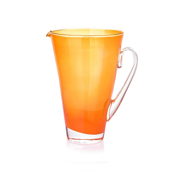 summerill & bishop Handblown Glass 'Clair' Jug in Orange 23cm
